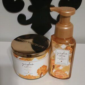 Bath and body works GINGHAM GLOW 3 WICK Candle and Hand Soap